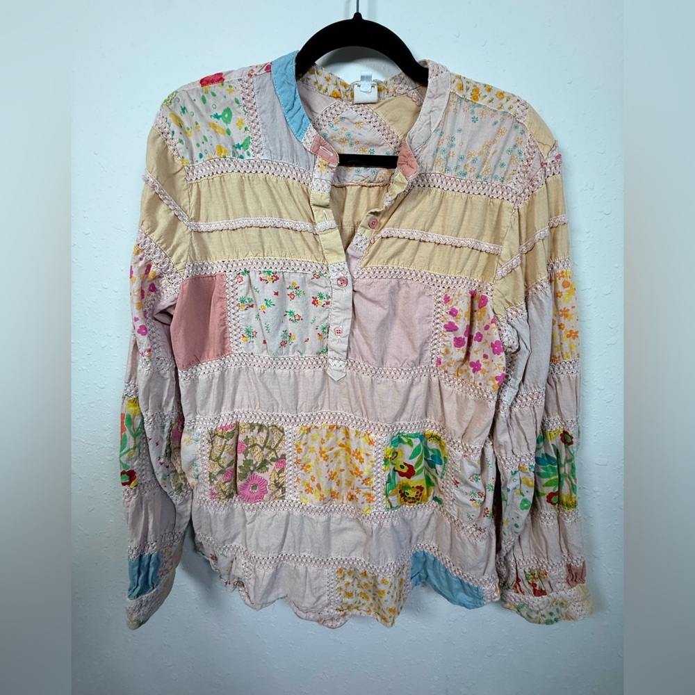 Ivy Jane Patchwork Boho Blouse L Cottagecore Flor… - image 2